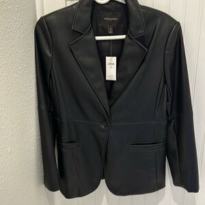 Banana Republic Vegan Leather Blazer Jacket Black 6P